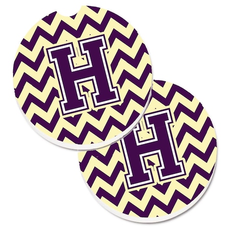 Carolines Treasures Letter H Chevron Purple and Gold  Cup Holder Car Coaster, PK2 CJ1058-HCARC